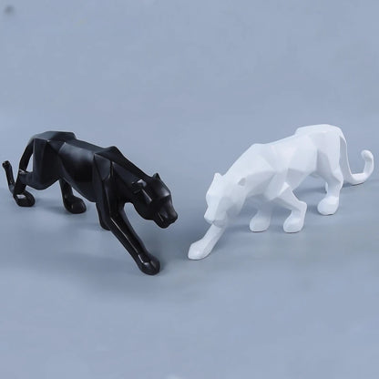 Geometric Prowess: Large Resin Panther Sculpture for Modern Spaces