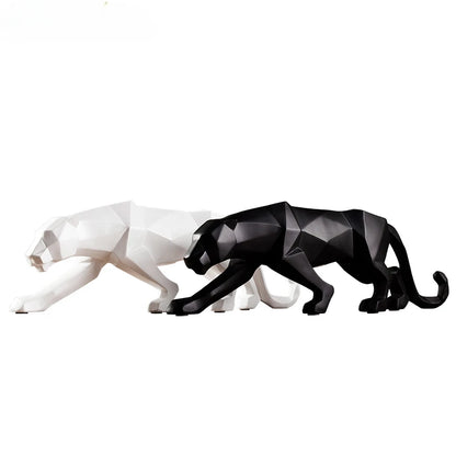 Geometric Prowess: Large Resin Panther Sculpture for Modern Spaces