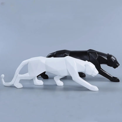 Geometric Prowess: Large Resin Panther Sculpture for Modern Spaces