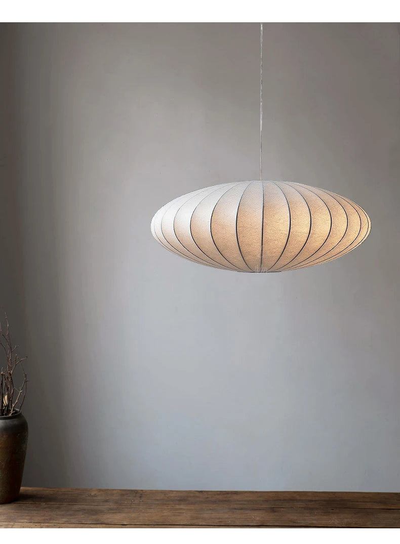 SereneSilk - Japanese Wabi-Sabi Silk Pendant Lamp