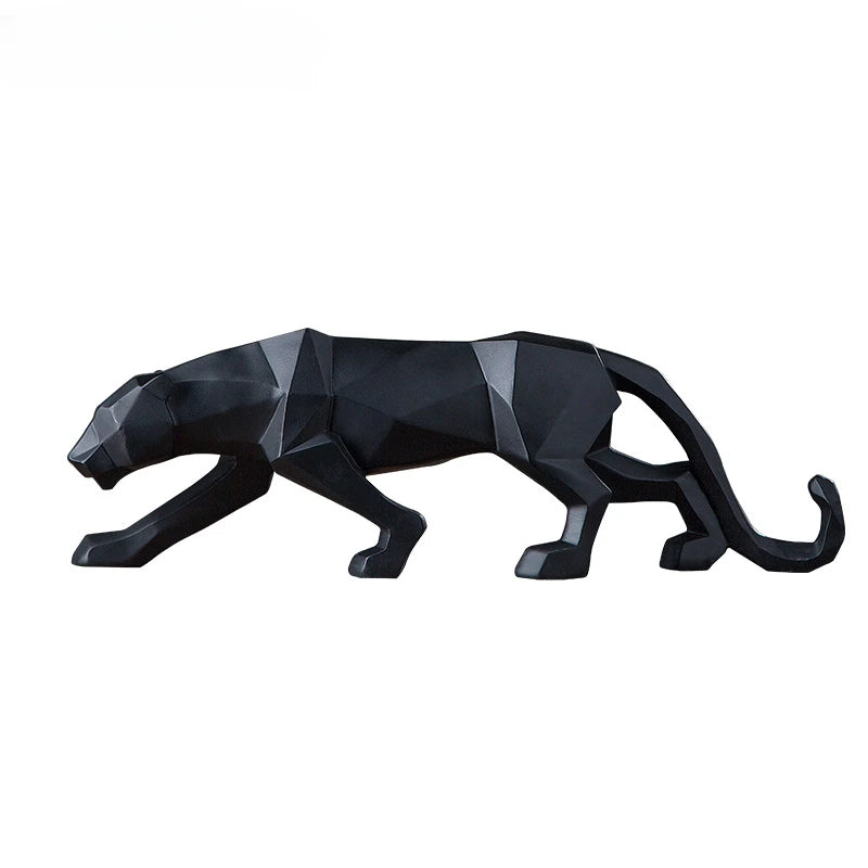 Geometric Prowess: Large Resin Panther Sculpture for Modern Spaces