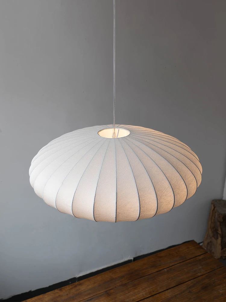 SereneSilk - Japanese Wabi-Sabi Silk Pendant Lamp